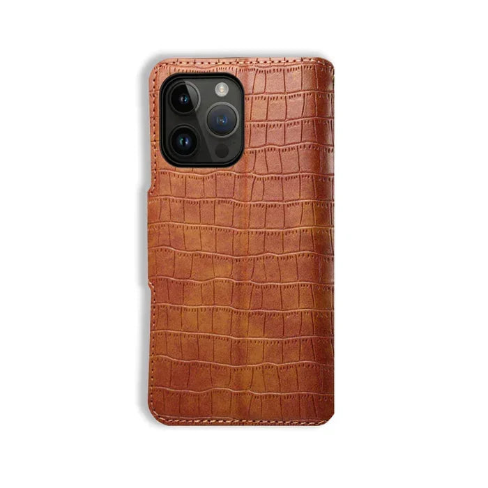 IPhone-hoesje met alligatorprint, portemonnee en riem