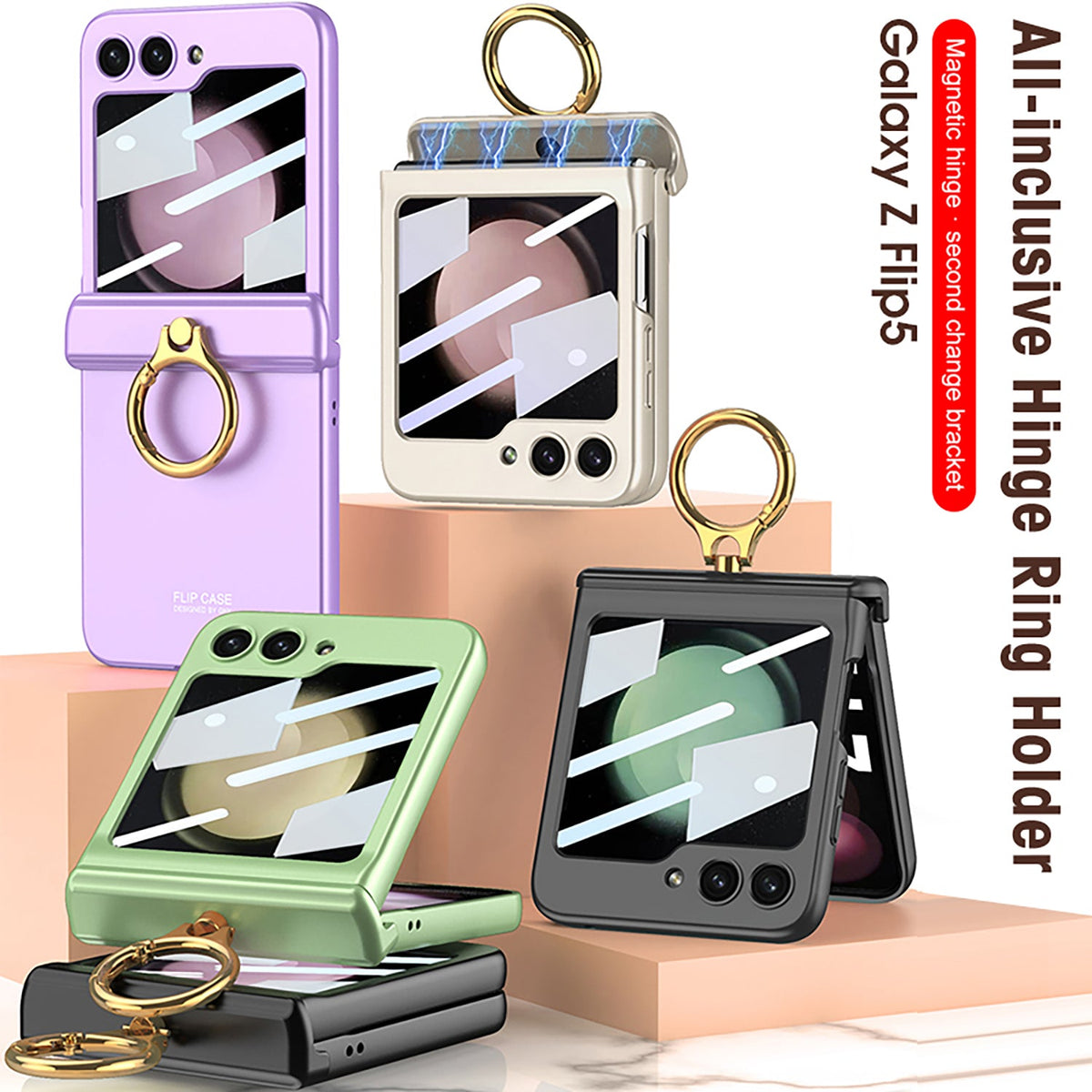 Capa magnética à prova de choque com tudo incluído para Galaxy Z Flip 7/6/5/4/3