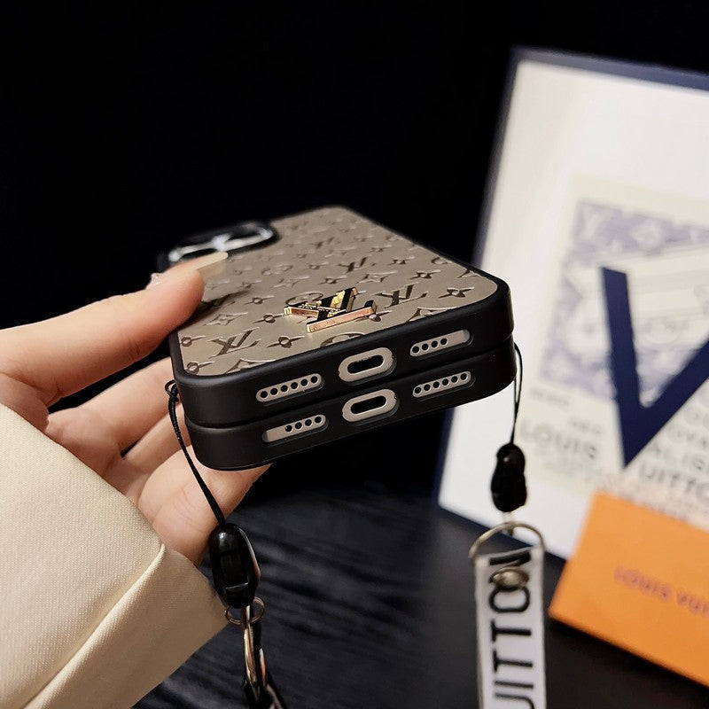 Luxe bruin iPhone-hoesje met handketting