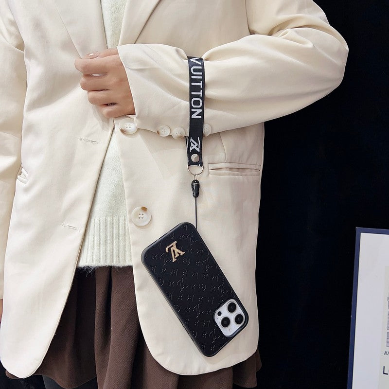 Luxe bruin iPhone-hoesje met handketting