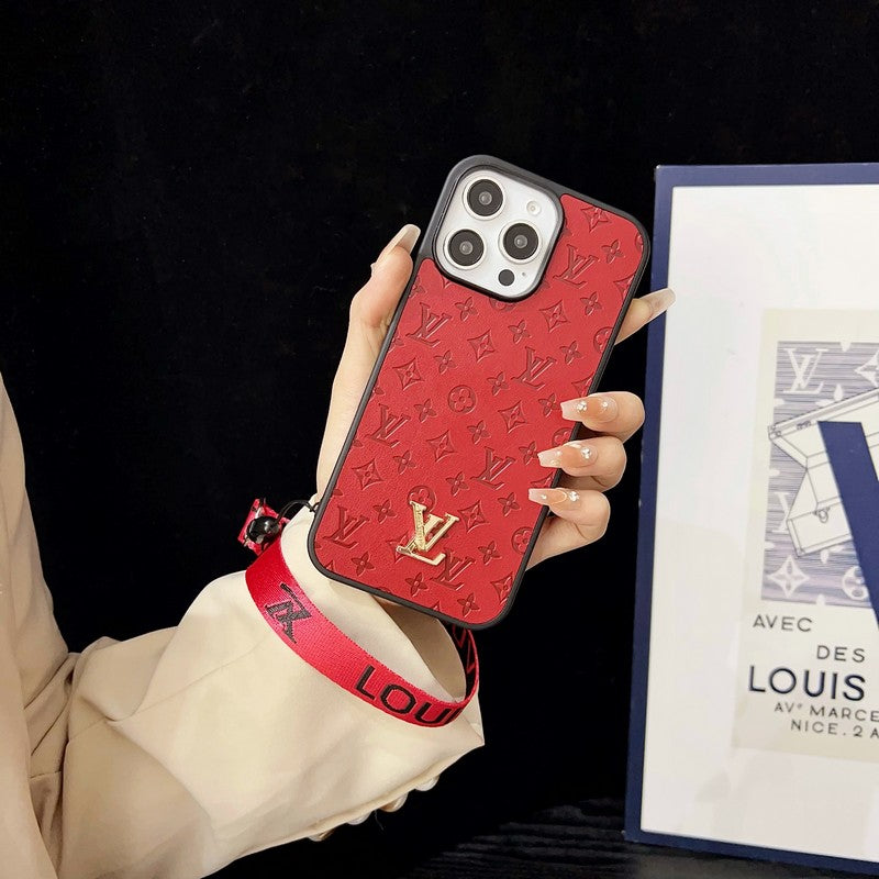 Luxe bruin iPhone-hoesje met handketting