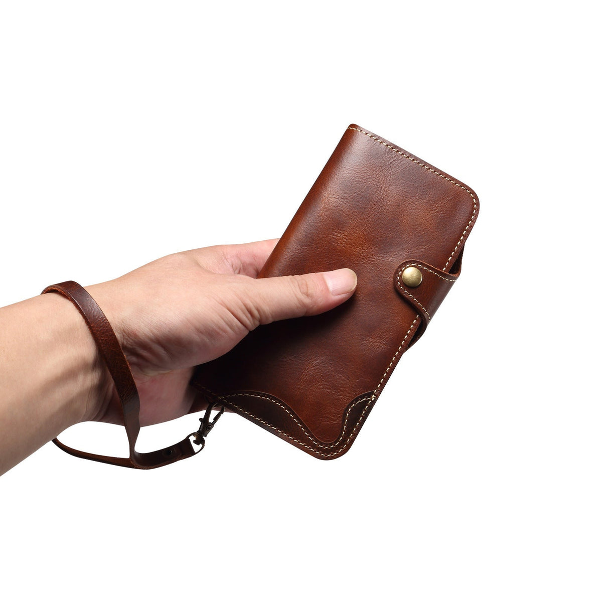 Echt lederen flip-hoesje voor iPhone