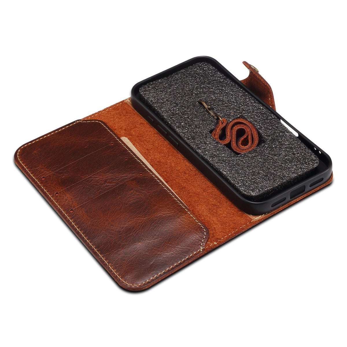 Echt lederen flip-hoesje voor iPhone