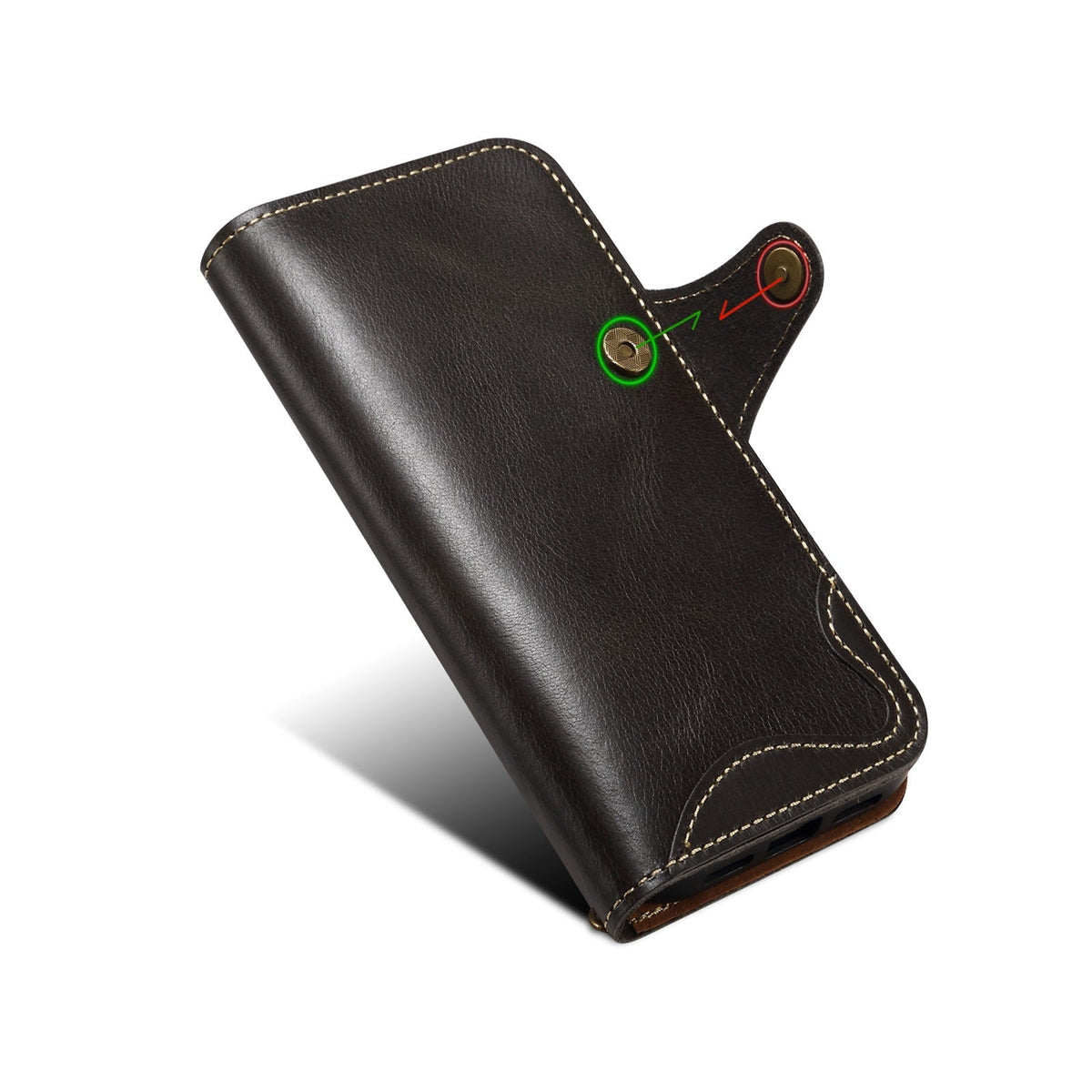 Echt lederen flip-hoesje voor iPhone