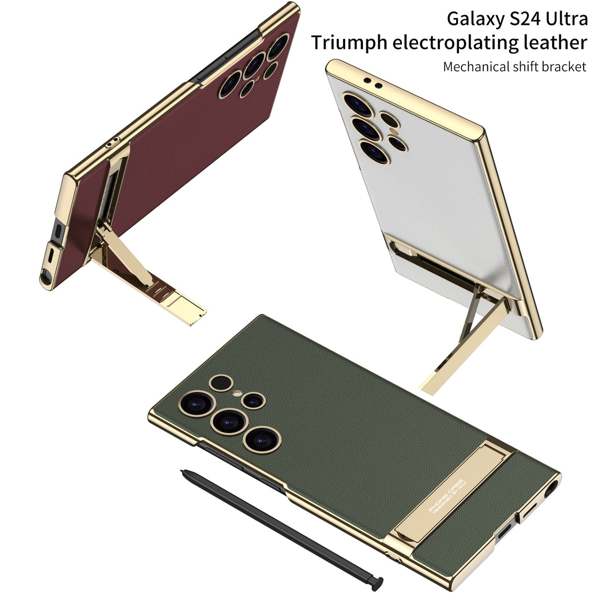 Bőr, galvanizált védő telefontok láthatatlan tartóval Galaxy S26 S25 S24 S23 Ultra Plus készülékhez