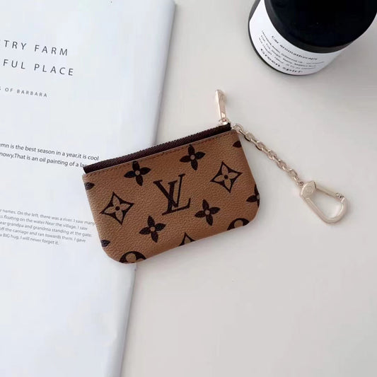 Luxury -Inspired Monogram Coin Pouch Collection with Chain Clip