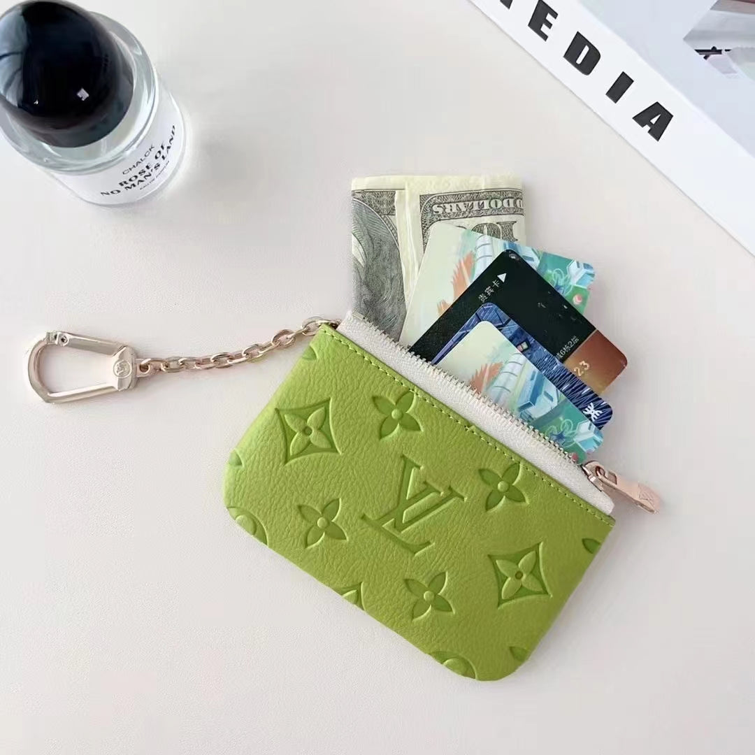 Colorful -Inspired Embossed Coin Pouch Collection with Chain Clip