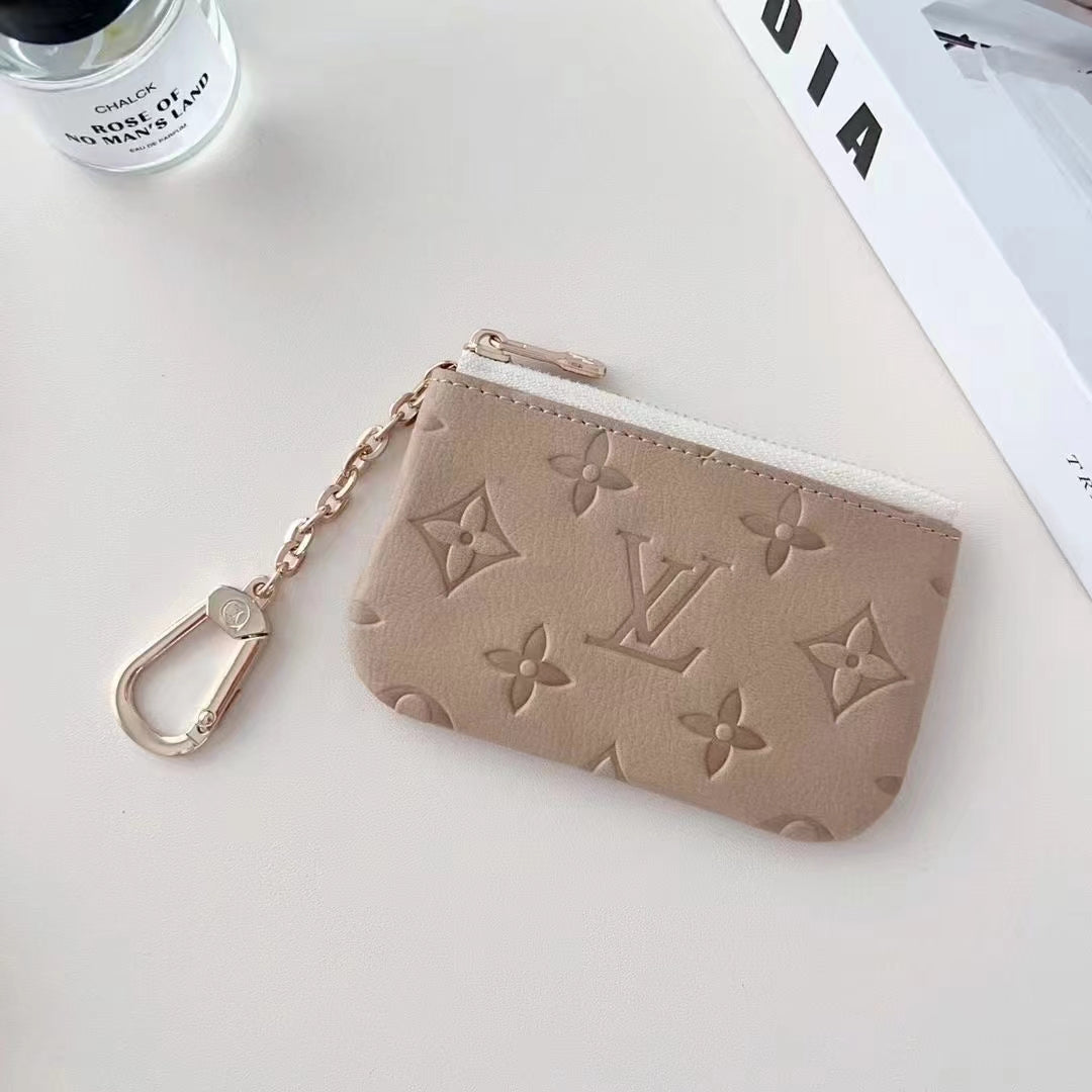 Colorful -Inspired Embossed Coin Pouch Collection with Chain Clip