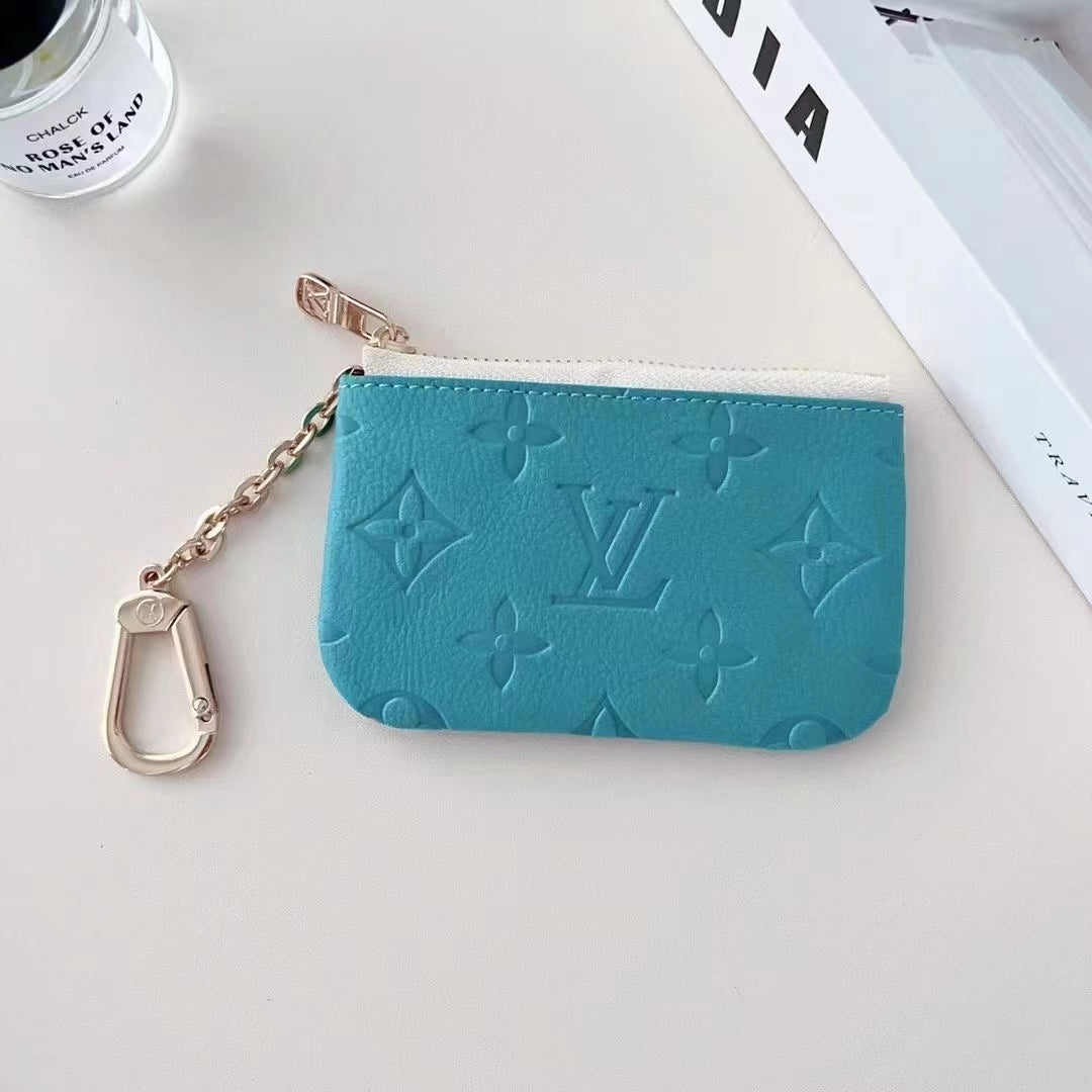 Colorful -Inspired Embossed Coin Pouch Collection with Chain Clip