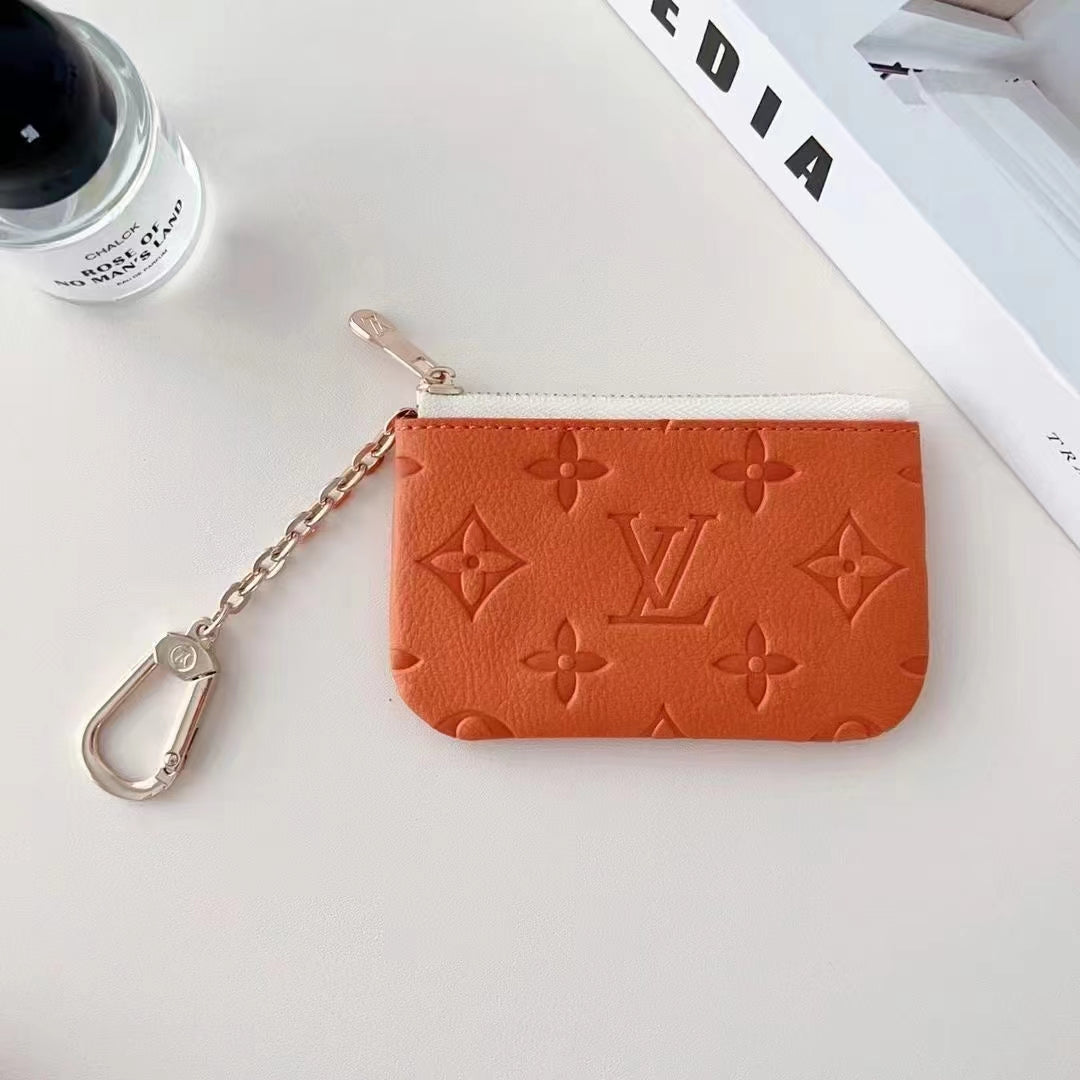 Colorful -Inspired Embossed Coin Pouch Collection with Chain Clip