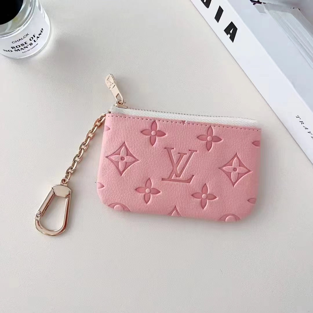 Colorful -Inspired Embossed Coin Pouch Collection with Chain Clip