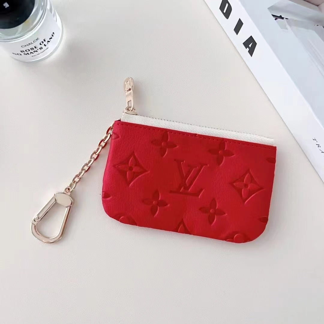 Colorful -Inspired Embossed Coin Pouch Collection with Chain Clip