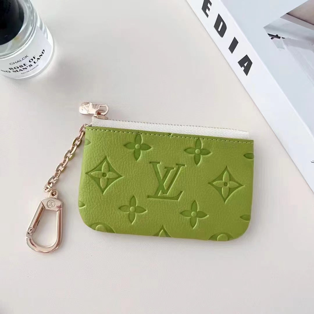 Colorful -Inspired Embossed Coin Pouch Collection with Chain Clip