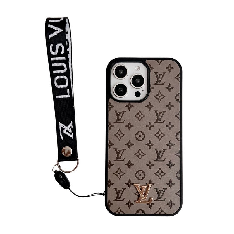 Luxe bruin iPhone-hoesje met handketting