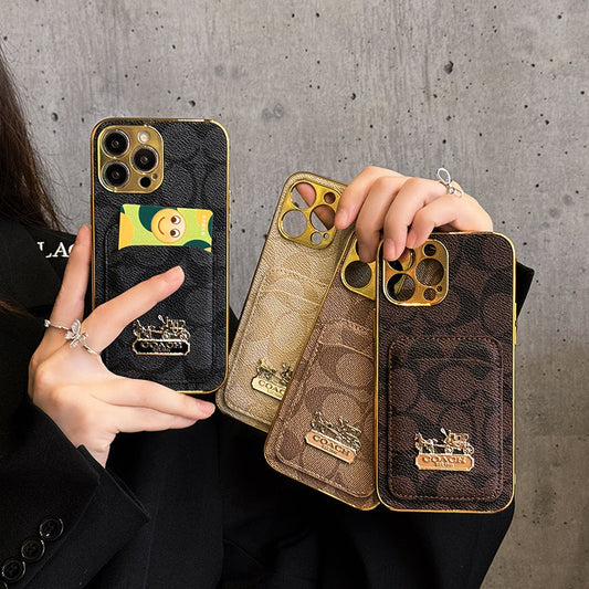 Klassische iPhone-Hülle aus Leder mit Kartenetui
