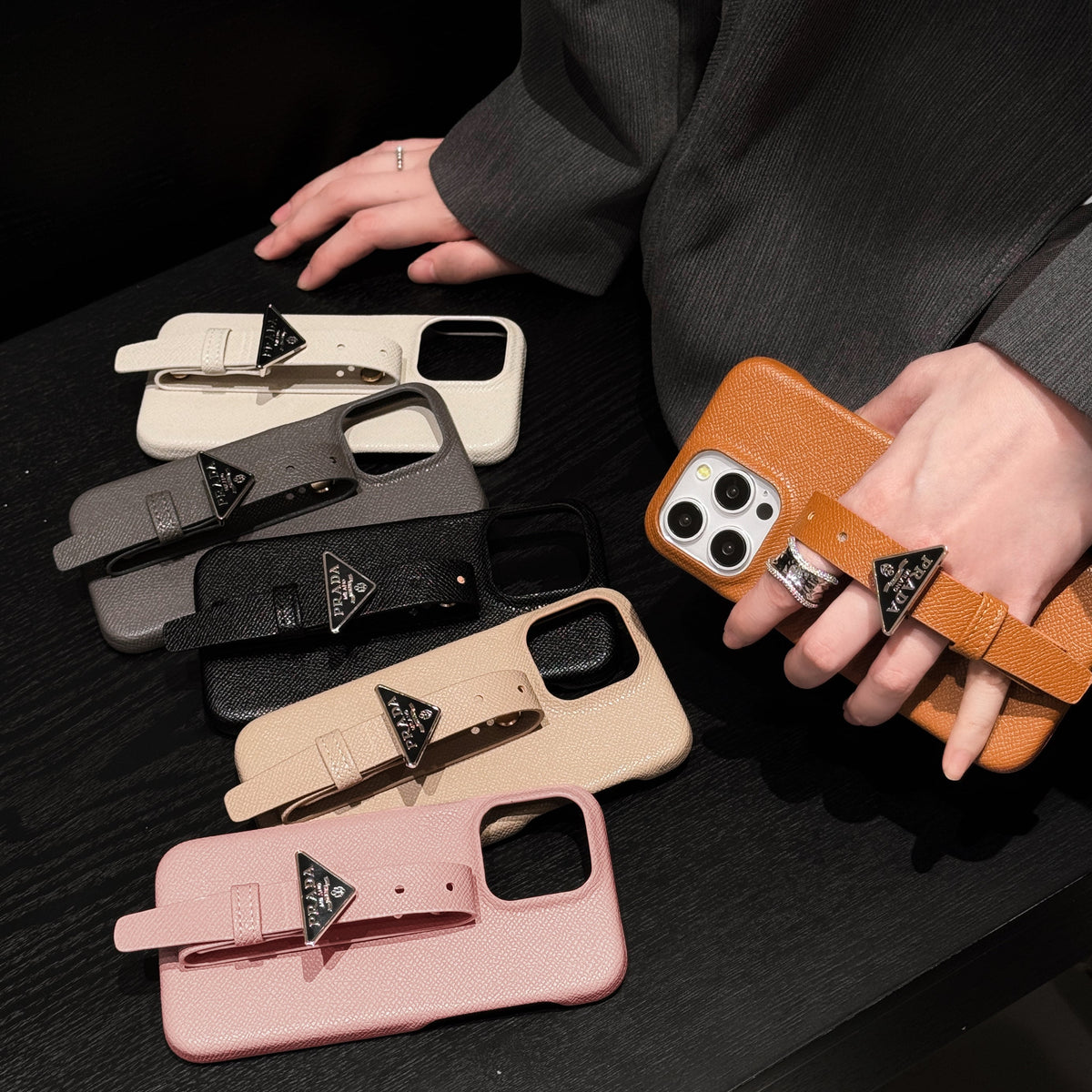 Luxe iPhone-hoesje met leren handvat