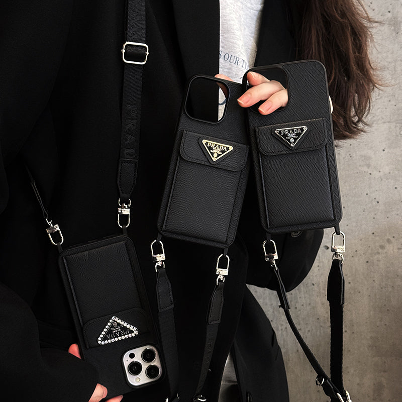 Luxe leren crossbody iPhone-hoesje