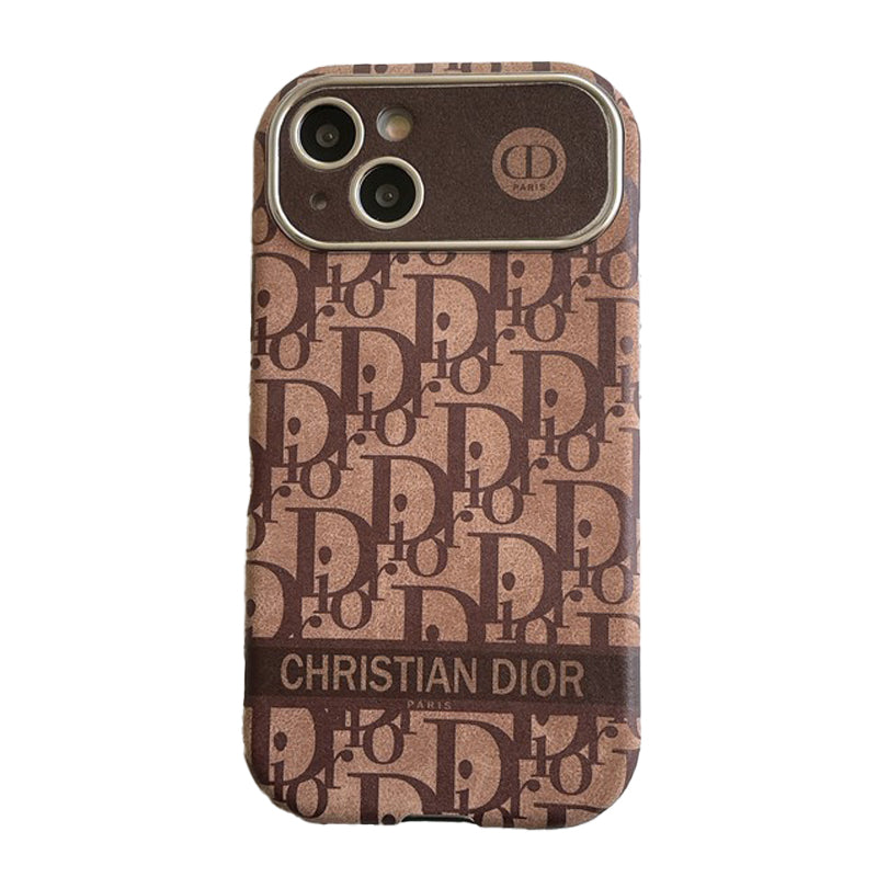 Funda de iPhone de cuero de color blanco y marrón de moda