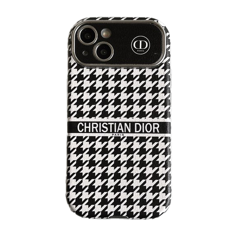 Funda de iPhone de cuero de color blanco y marrón de moda