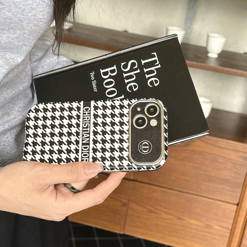 Funda de iPhone de cuero de color blanco y marrón de moda