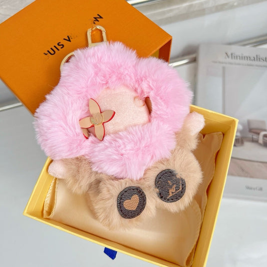 Fluffy Cute Sunflower Plush Keychain