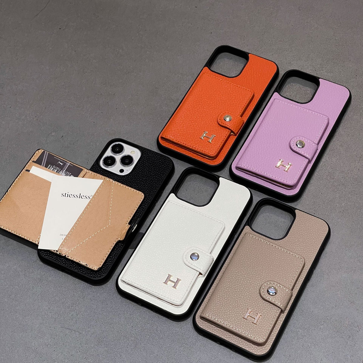 Funda para iPhone con tarjetero de cuero H