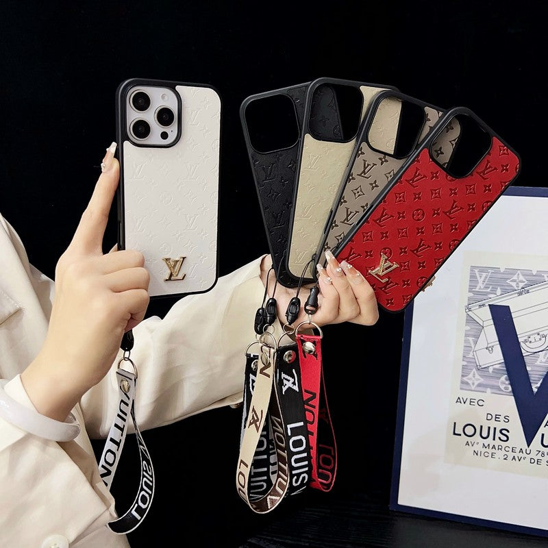 Luxe bruin iPhone-hoesje met handketting