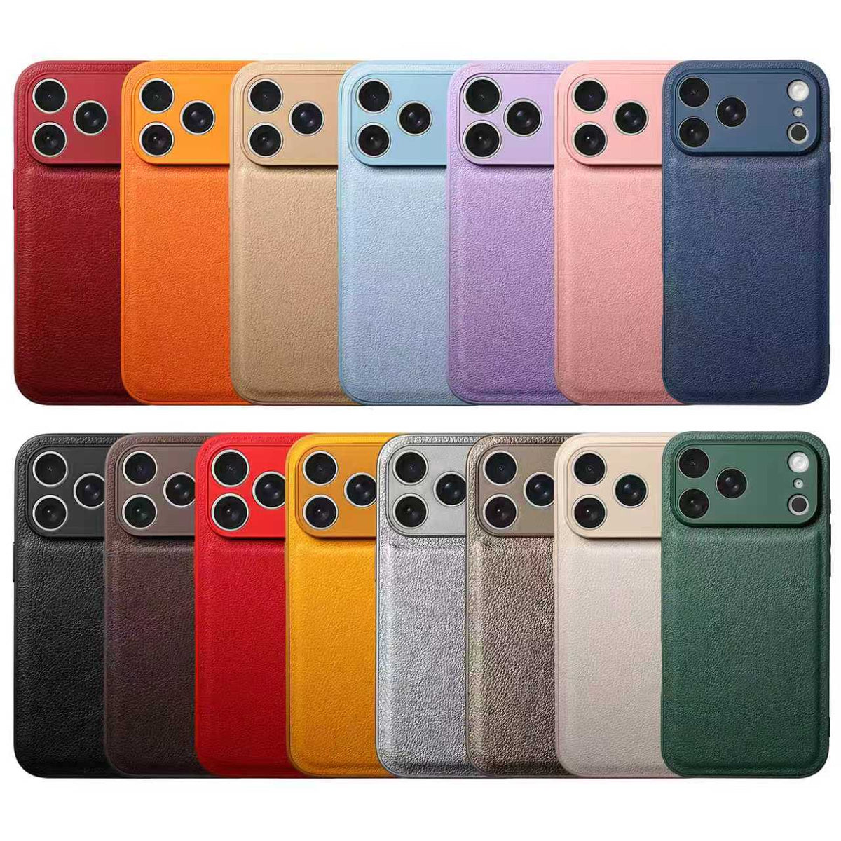 Funda de cuero con patrón de piel de litchi premium para iPhone