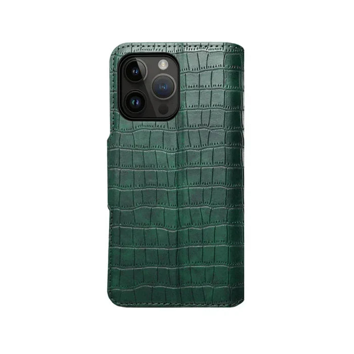 IPhone-hoesje met alligatorprint, portemonnee en riem