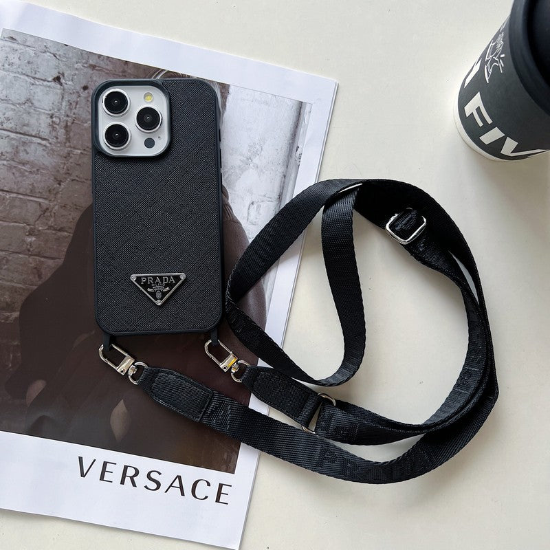 Funda de cuero cruzada de lujo para iPhone