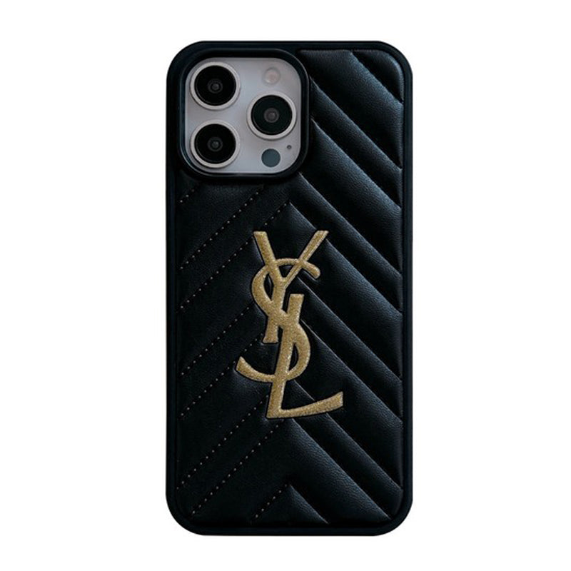 Sint zwart-wit leren iPhone-hoesje