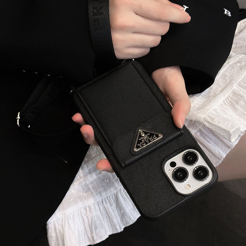 Luxe leren crossbody iPhone-hoesje