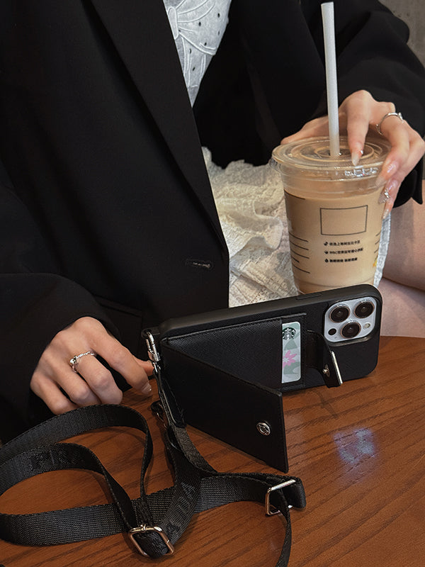 Funda de cuero cruzada de lujo para iPhone