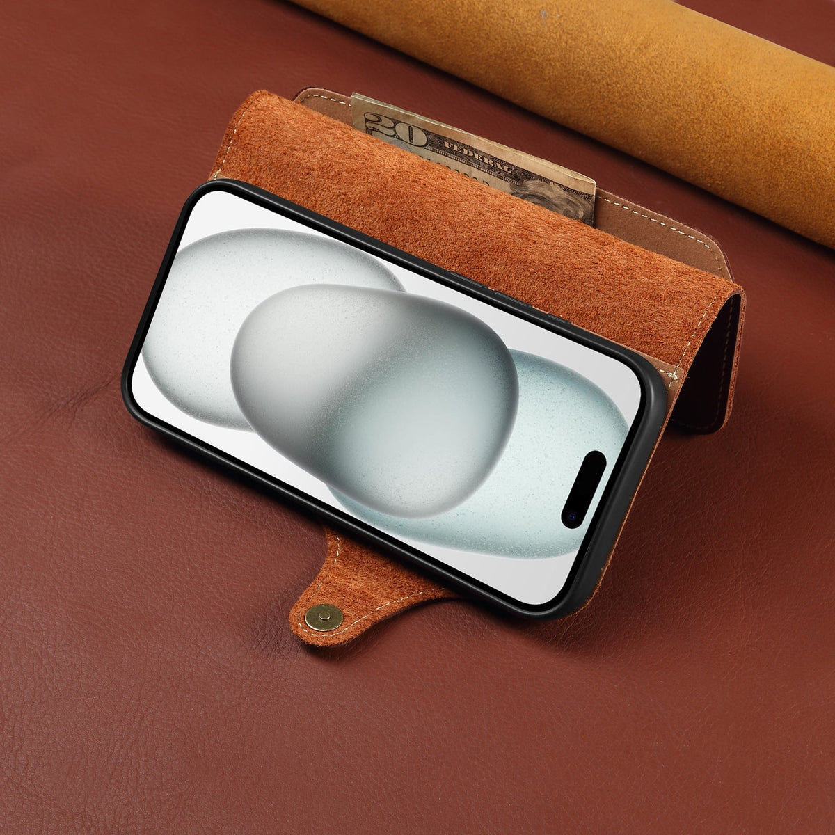 Echt lederen flip-hoesje voor iPhone