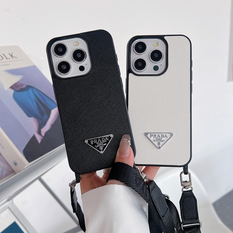 Funda de cuero cruzada de lujo para iPhone