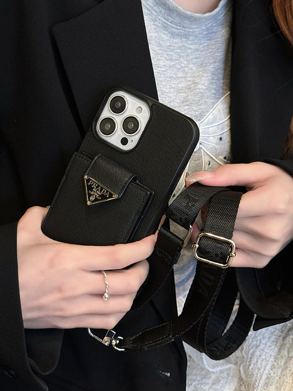 Funda de cuero cruzada de lujo para iPhone