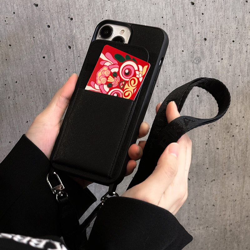 Luxe leren crossbody iPhone-hoesje
