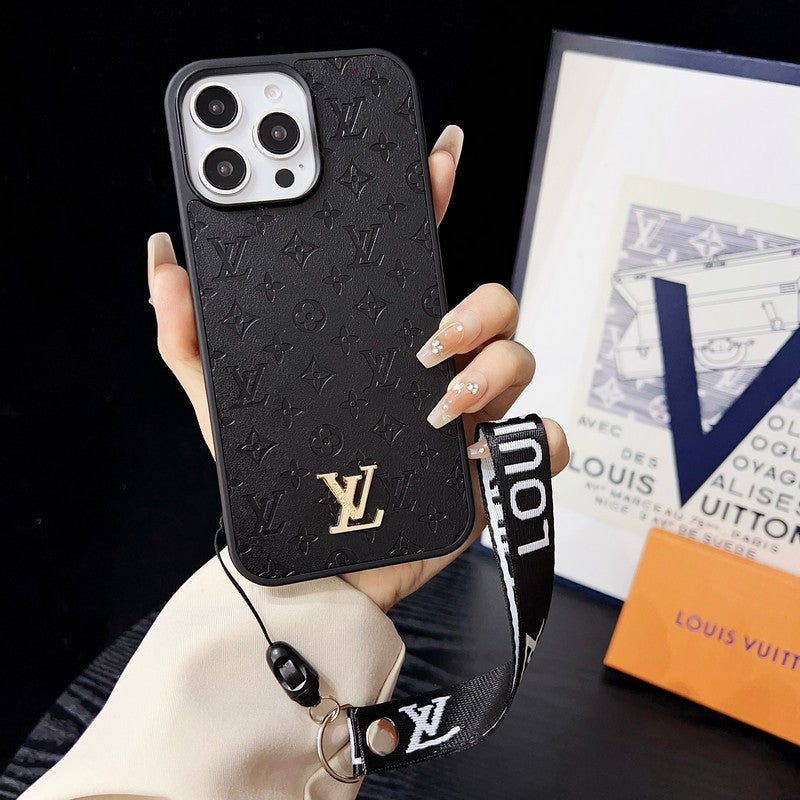 Luxe bruin iPhone-hoesje met handketting