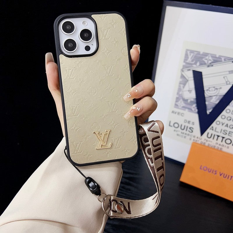 Luxe bruin iPhone-hoesje met handketting