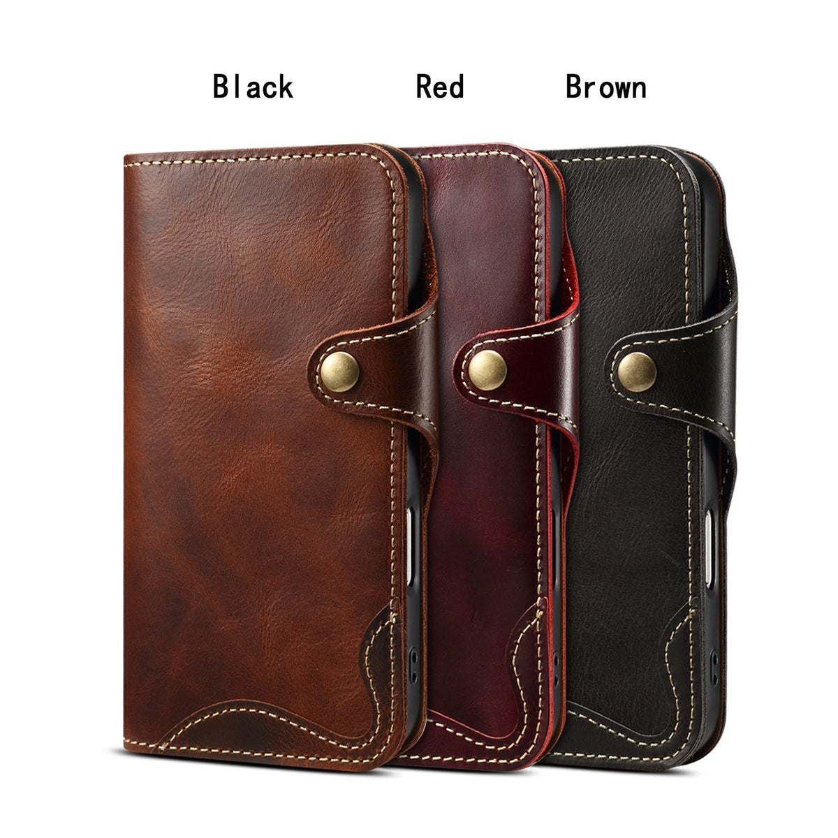 Echt lederen flip-hoesje voor iPhone
