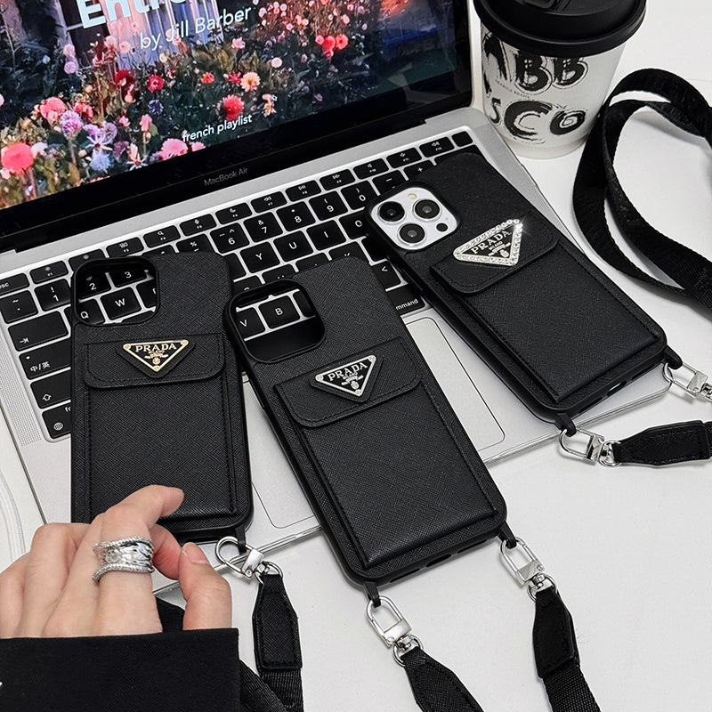 Luxe leren crossbody iPhone-hoesje