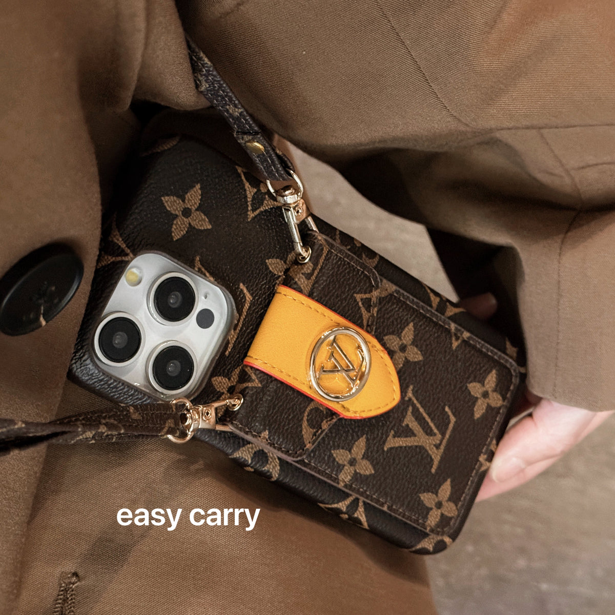 Luxe iPhone-hoesje met kaarthouder en ketting