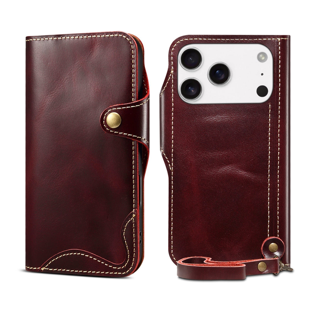 Echt lederen flip-hoesje voor iPhone
