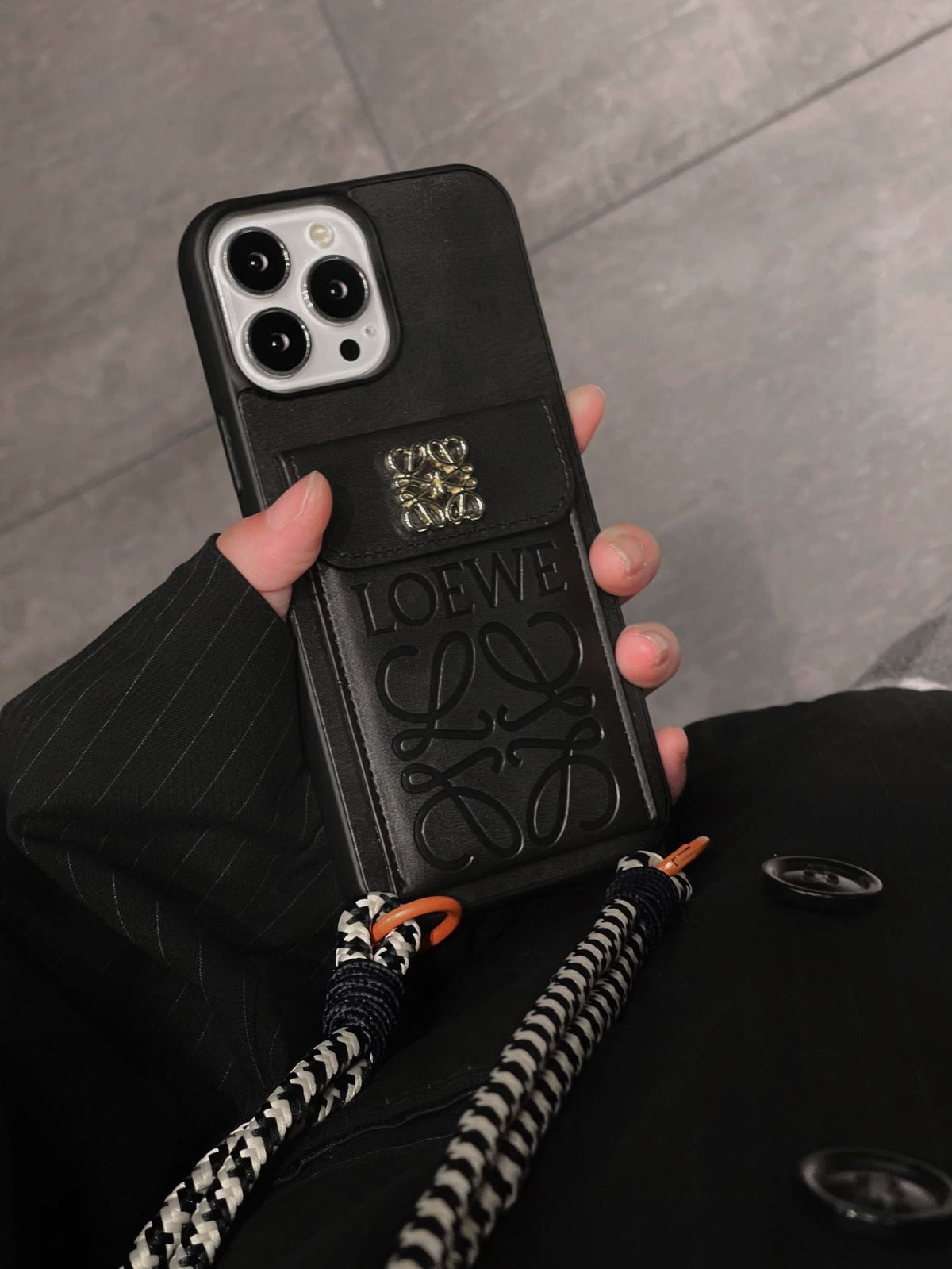 Loe kaarthouder leren iPhone-hoesje