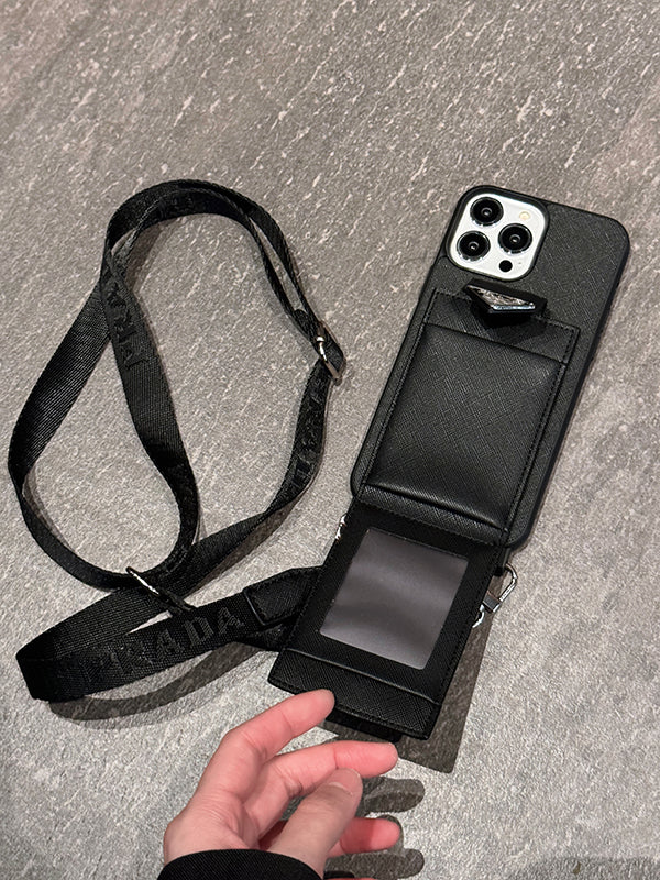 Funda de cuero cruzada de lujo para iPhone