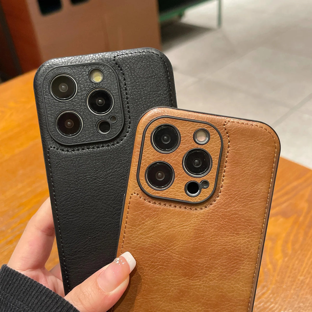 Premium vintage leren iPhone-hoesje – zachte, schokbestendige beschermhoes