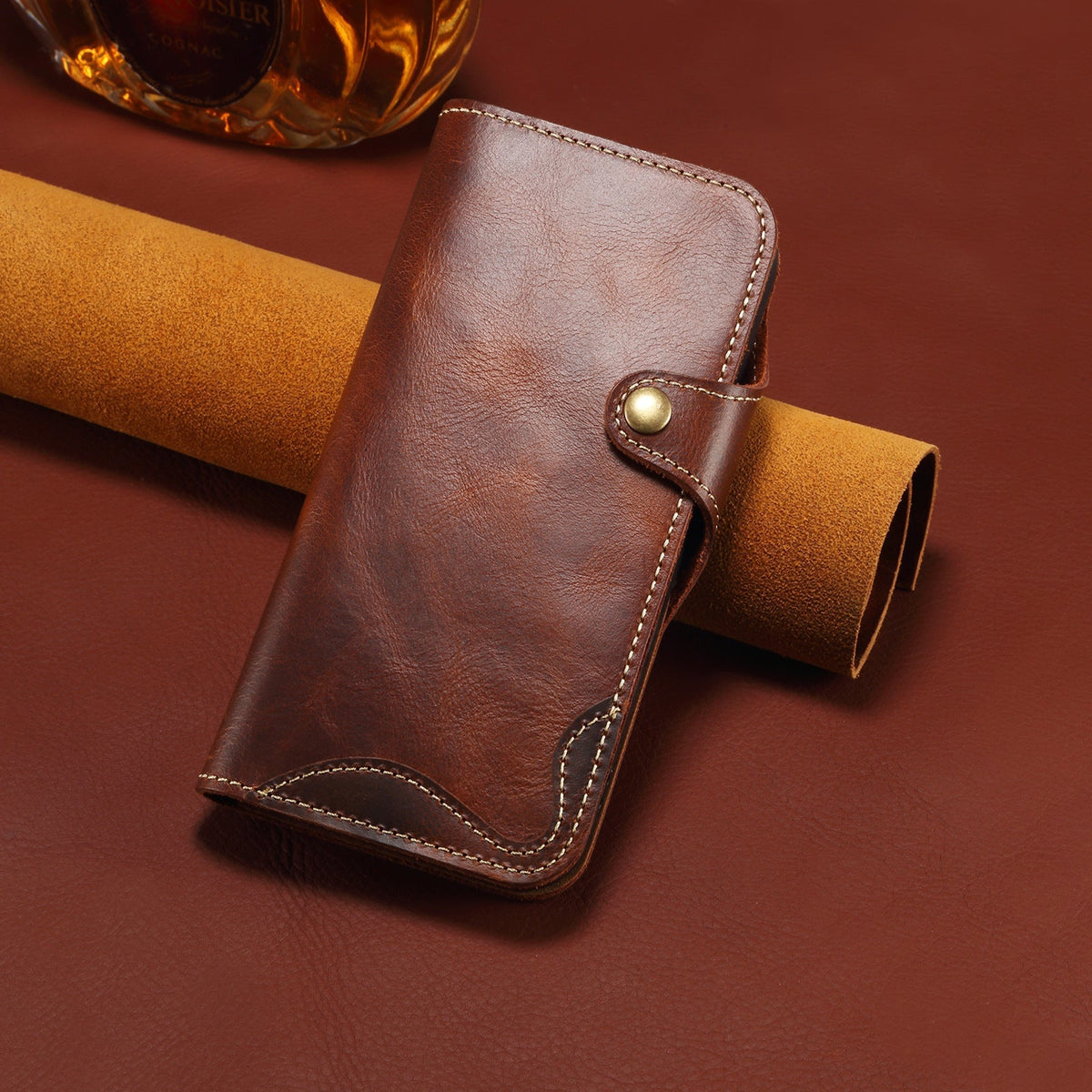 Echt lederen flip-hoesje voor iPhone