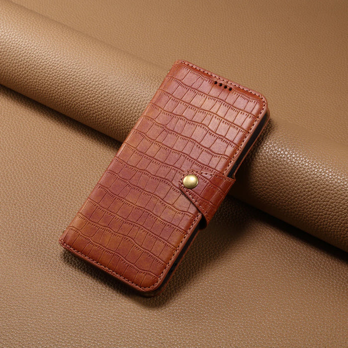 IPhone-hoesje met alligatorprint, portemonnee en riem