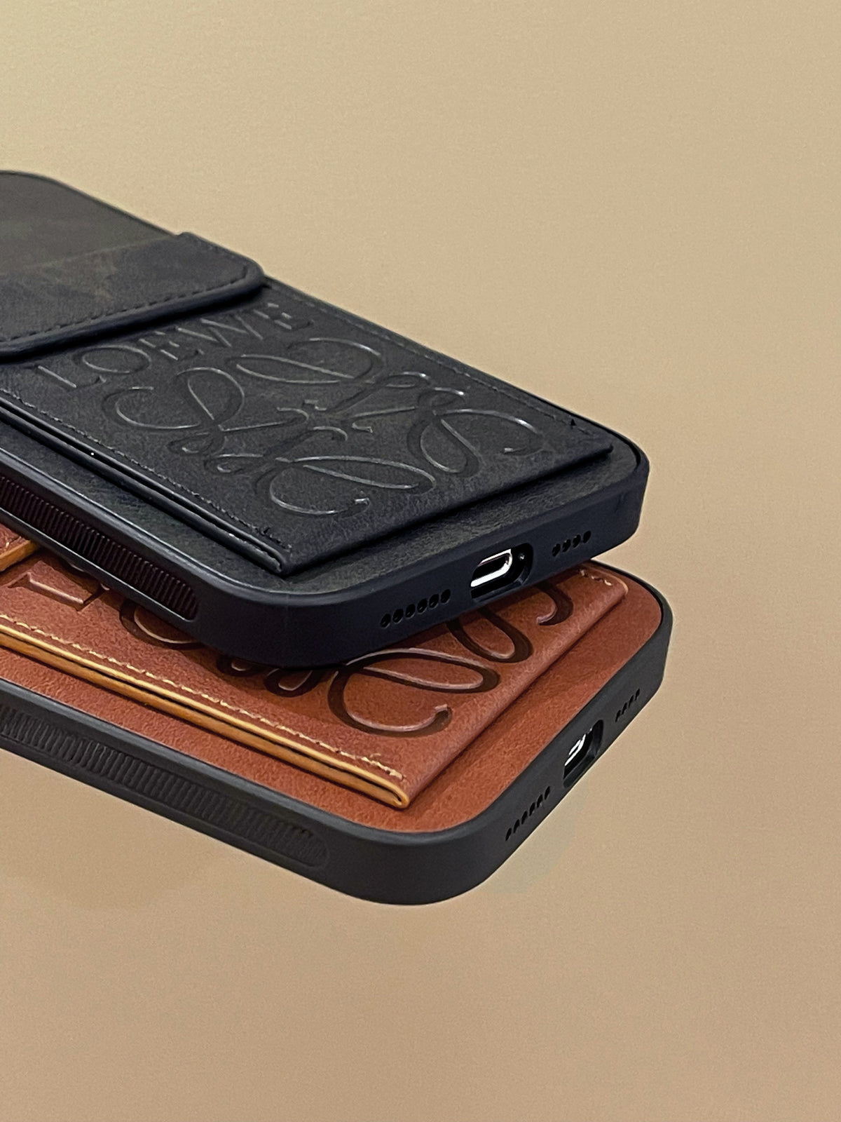 Luxe iPhone-hoesje met kaarthouder Bruin-LZP241448