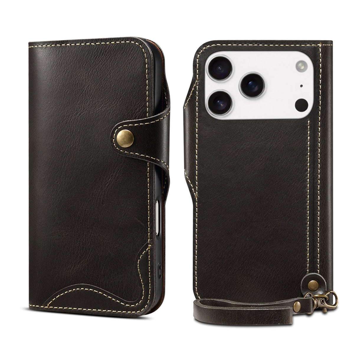 Echt lederen flip-hoesje voor iPhone